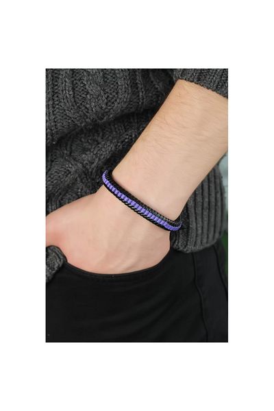 Skygo Purple Leather Men's Bracelet - Tj-Eb2739-Ks
