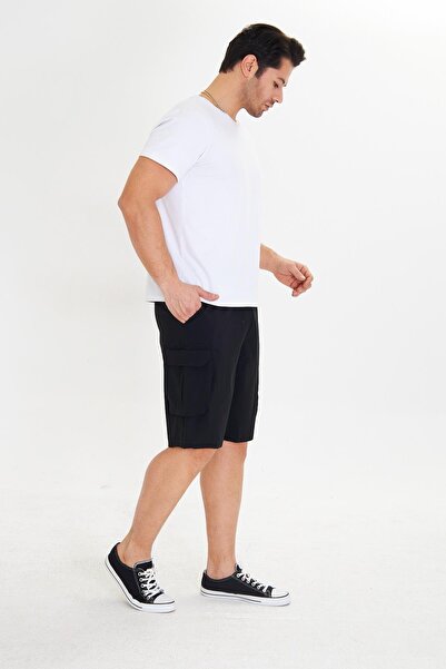 Marco Ferry Erkek StretchFit Kargo Cepli Esnek Şort Siyah 6040-S