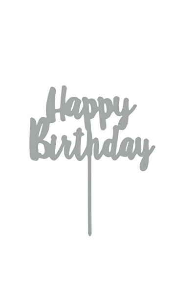 OEM Decoratiune topper tort "HAPPY BIRTHDAY", argintiu 15.5 x 13 cm