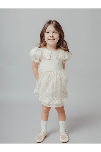 Cherrys Bebek Baskılı Kare Yakalı Kız Bebek Elbise