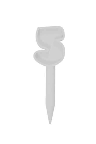 OEM Topper tort, "5", zi de nastere, aniversare,150 X 49 mm alb ivory