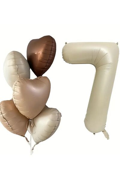 BeySüS 7 Year Old Retro Birthday Balloon Set 5 Heart Balloons
