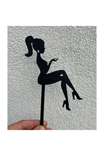 OEM Decoratiune topper tort "SILHOUETTE LADY", silueta femeie, negru 18.5 x 1...