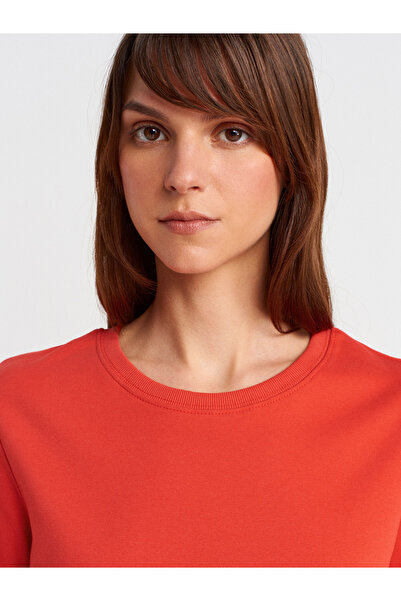 Dilvin 31763 Crew Neck T-Shirt-Red