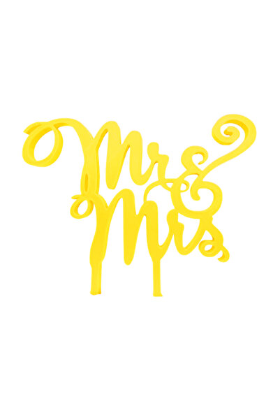 OEM Decoratiune topper, "Mr&Mrs", tort nunta 15,5 x 18 galben