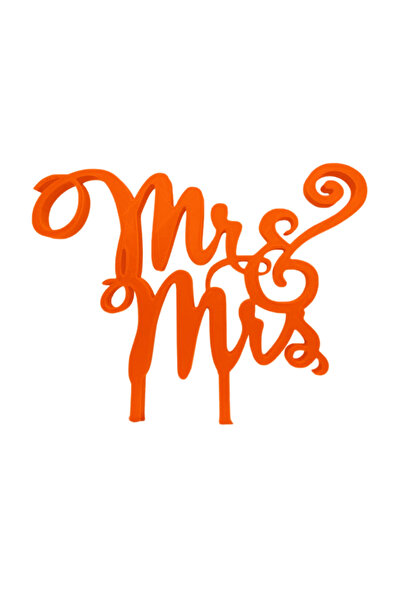 OEM Decoratiune topper, "Mr&Mrs", tort nunta 15,5 x 18 cm portocaliu