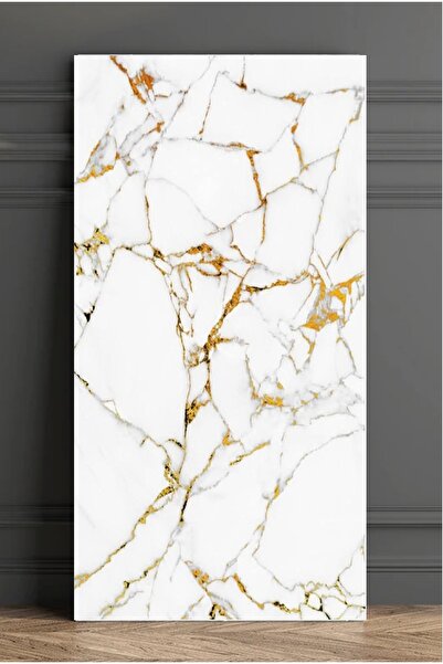 Bien Home 30x60 Cm Damarlı Altın Mermer Desenli Kendinden Yapışkanlı Banyo Pv...