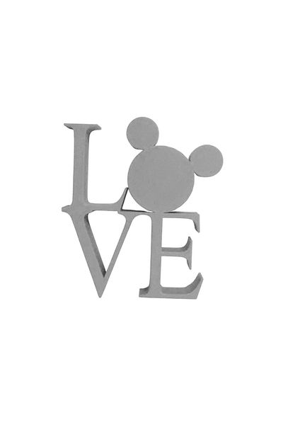 OEM Cake topper decoration, "LOVE", the magic of love Mickey Mouse model, 10 x 9 cm silver