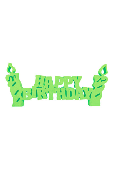 OEM Decoratiune topper tort "Happy birthday", Verde 15 x 6 cm