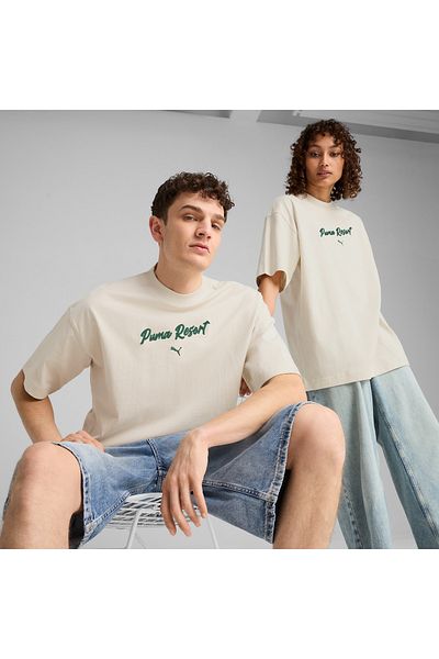Puma Premium Ess Graphic Men's Cream T-Shirt