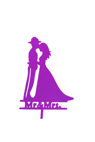 OEM Cake topper decoration, "MR AND MRS" in the service of love, policeman model, 18.6 x 11 cm light purple