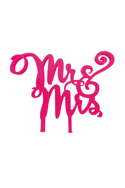 OEM Decoratiune topper, "Mr&Mrs", tort nunta 15,5 x 18 cm roz zmeuriu