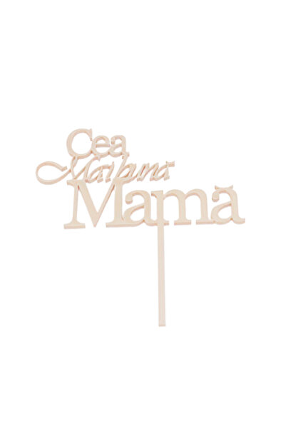 OEM Decoratiune topper tort "Cea mai buna mama", Alb Ivory, 16.5 cm