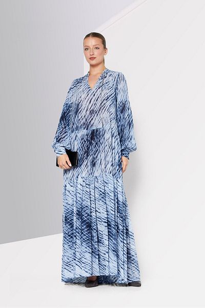 Michael Kors Women Tie Dye Maxi Dress, Mid Night Blue