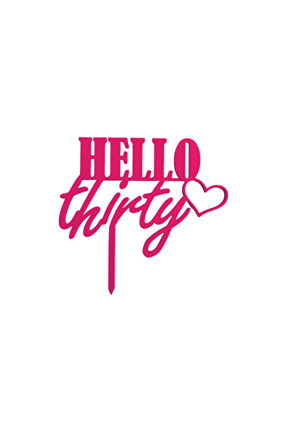 OEM Topper tort, "HELLO THIRTY", aniversare, zi de nastere 14 x 15 cm roz zme...