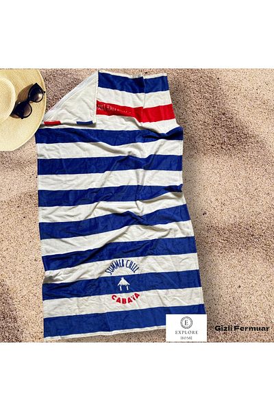 Explore Home , Hidden Zipper, Striped, Beach, Towel