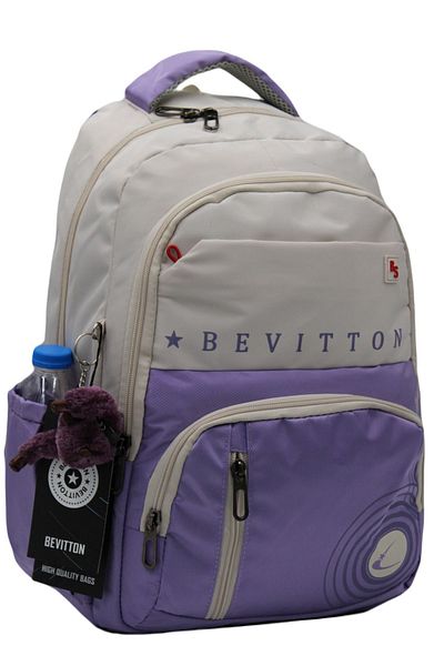 Bevitton Unisex Beige-Lilac School Backpack - Water Resistant 34400