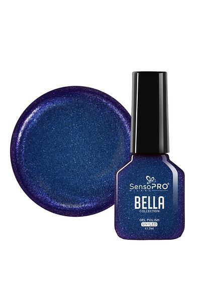 SensoPRO Milano Semi-Permanent Nail Polish, BELLA Collection - Blue Sparkle, 7ml