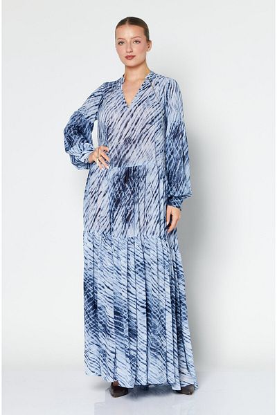 Michael Kors Women Tie Dye Maxi Dress, Mid Night Blue