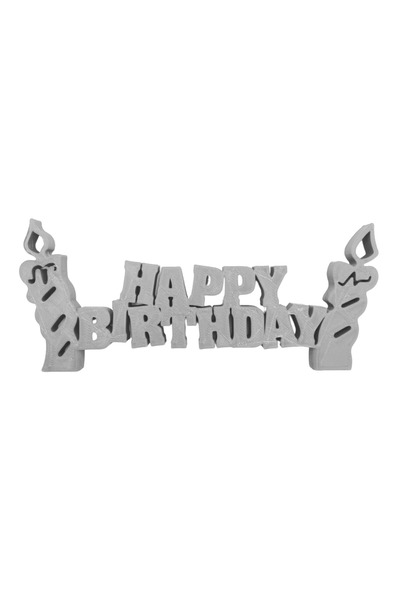 OEM Decoratiune topper tort "Happy birthday", Argintiu 15 x 6 cm