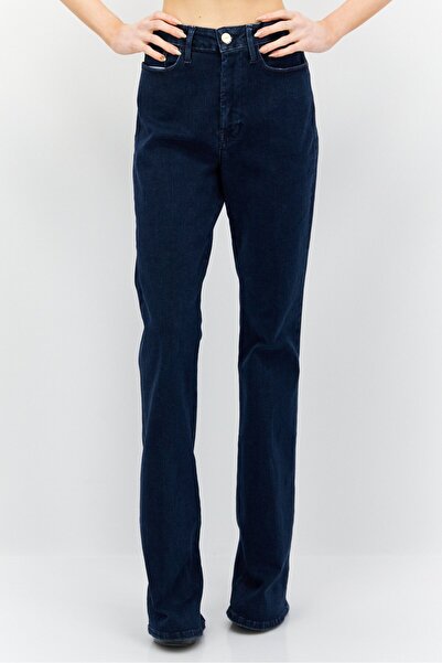 Flared Women Slim Fit Straight Stretchable Denim Jeans, Navy Blue