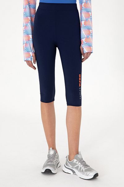 U.S. Polo Assn. Women's Navy Blue High Waist Capri Sports Leggings 50300687-Vr033