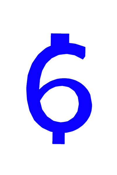 OEM Topper tort tip suport lumanare, "6", zi de nastere,100 X 60 mm albastru