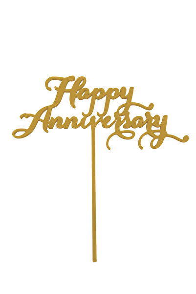 OEM Decoratiune topper tort "HAPPY ANNIVERSARY", auriu 22 x 21.5 cm