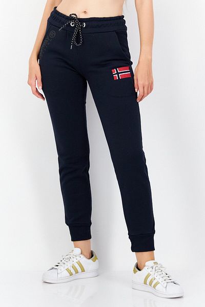 Geographical Norway Women Drawstring Graphic Print Jogger Pant, Navy