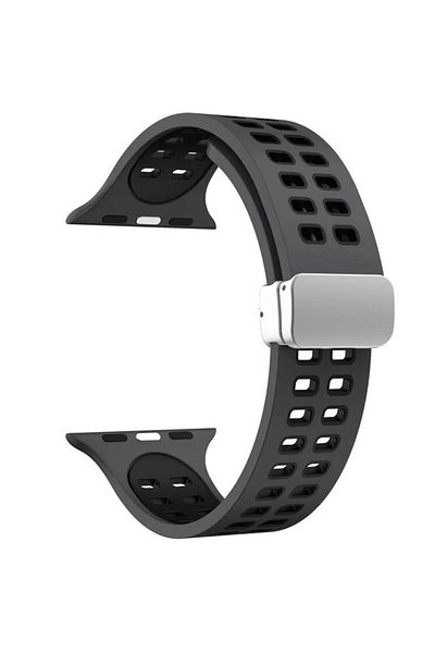 REDz Accessories Curea magnetică perforată pentru Apple Watch, reglabilă, silicon, neagră - 38/40/41 mm