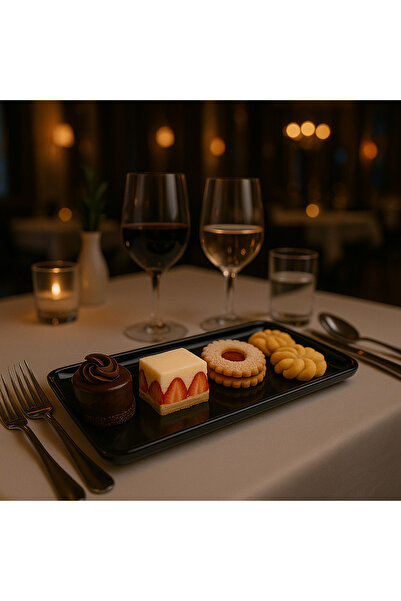Veliday Melamin Siyah Sunum Tabağı 36 cm * 15 cm - Melamin Kaliteli Sunum Tabağı
