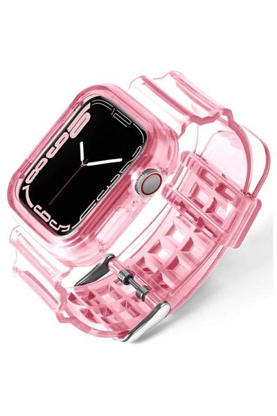 REDz Accessories 2 In 1 Strap With Case, Apple Watch, Shockproof, Silicone, Light Pink - Watch 42/44/45 Mm