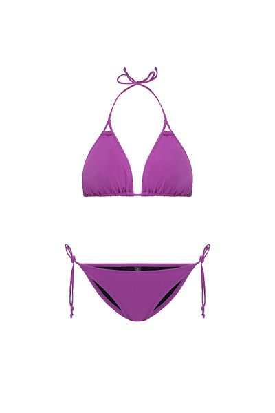 AQUAVİVA Women's Purple Stella Halterneck Drawstring Triangle Bikini Set