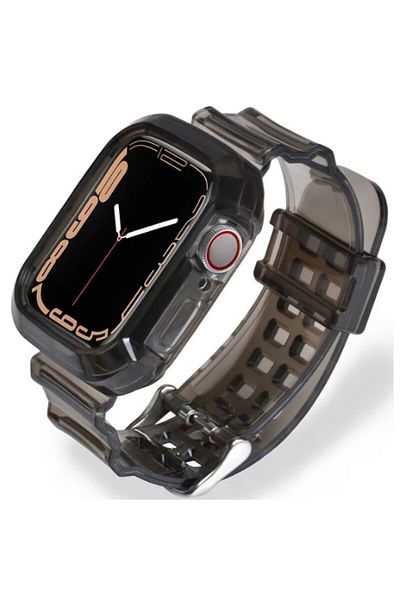 REDz Accessories Curea 2 în 1 cu husă, pentru Apple Watch, rezistentă la șocuri, silicon, neagră - Watch 38/40/41 mm