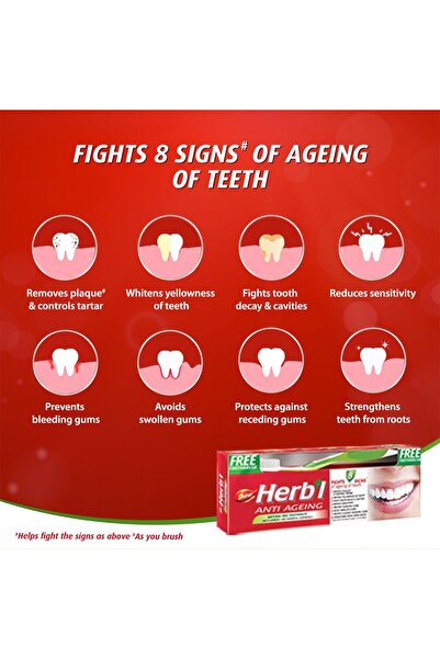 Dabur Herbal Anti Ageing Natural Red Toothpaste 150g Herbal Care For Healthy Gums & Strong Teeth