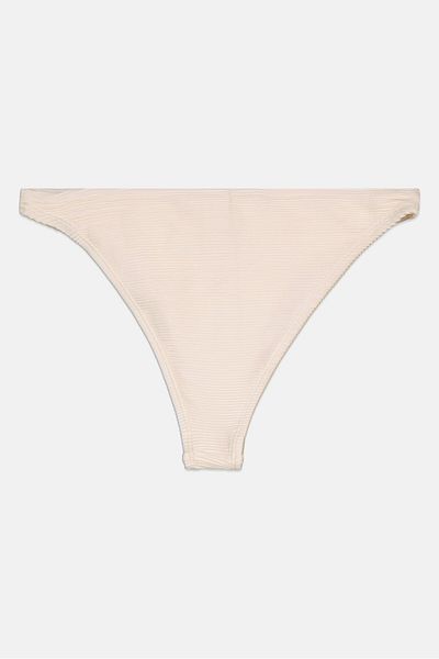 NA-KD Women Textured Pull On Swimwear Bottom, Beige