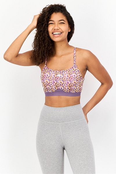 adidas Women Floral Pattern Padded Light Support Sports Bra, Multicolor