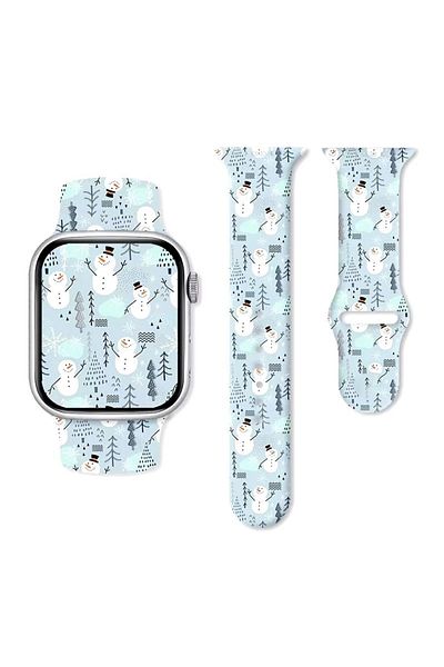 REDz Accessories Curea Om de Zăpadă, Sport, Pentru Apple Watch, Design de Crăciun, Silicon, Albastru Deschis - 44/45/46/49 mm