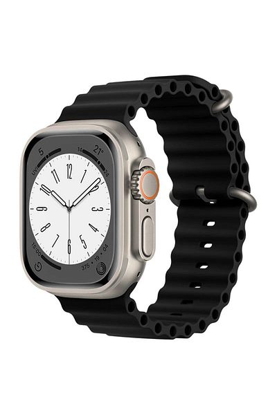 REDz Accessories Curea sport pentru Apple Watch, ventilată, model ondulat, neagră - 44/45/46/49 mm