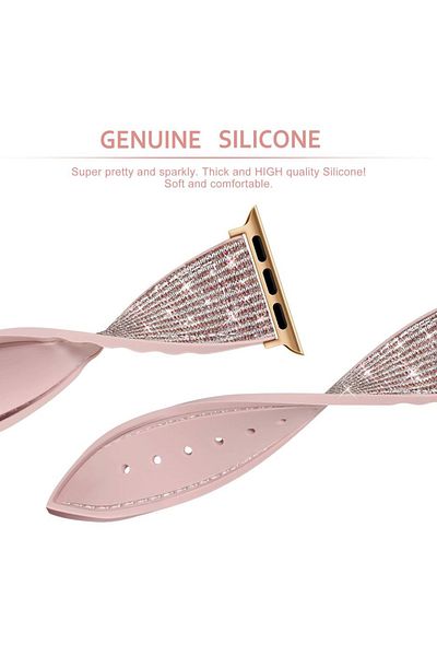 REDz Accessories Glitter Strap For Apple Watch, Glitter Collection, Silicone, Pink - 38/40/41 Mm