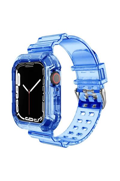 REDz Accessories Curea 2 în 1 cu husă, pentru Apple Watch, rezistentă la șocuri, silicon, albastră - ceas 42/44/45 mm