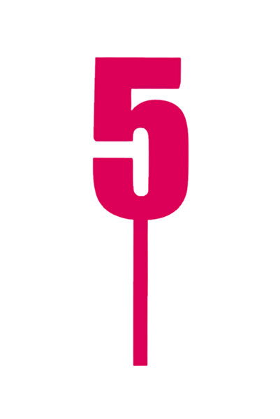 OEM Topper tort, "5", happy birthday,100 X 31 mm roz zmeuriu