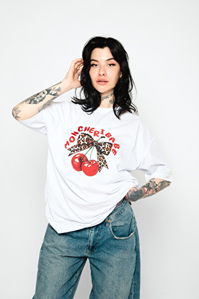 Tarzsokak Mon Cherie Imprimat Oversize Unisex Alb