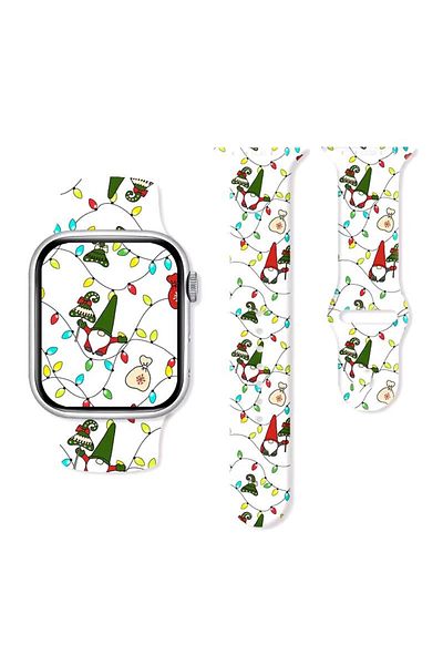 REDz Accessories Curea Luminițe de Crăciun, Sport, Pentru Apple Watch, Design de Crăciun, Silicon, Alb - 38/40/41 Mm