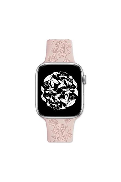 REDz Accessories Floral Print Strap, Silicone, Compatible With Apple Watch, Adjustable, Engraved, Pink - 38/40/41 Mm