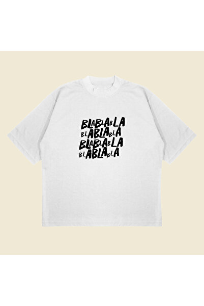 Tarzsokak Blablabla Printed Oversize Unisex Βαμβακερό Παχύ Ύφασμα που αναπνέει