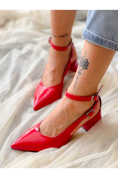 BERFONA Dubai Red Patent Leather 5 cm Heel Sandals