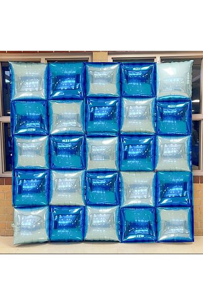 Party and Story Square Foil Balloon Backdrop Sky Blue 4pcs 37cm*37cm
