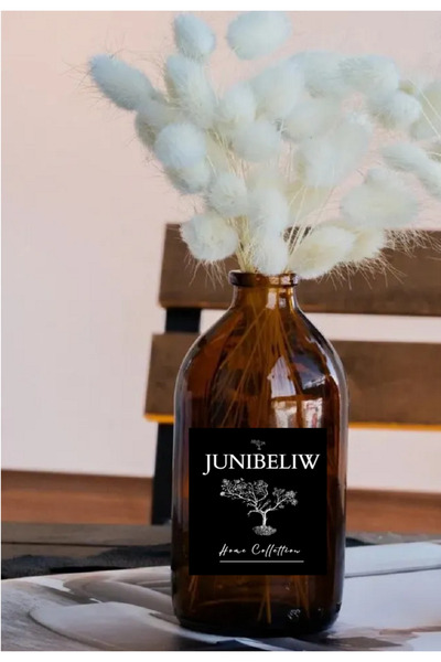 Juniberry Amber Kahverengi Cam Şişe Şişesi Dekoratif Küçük Vazo 100ml Kapaksı...