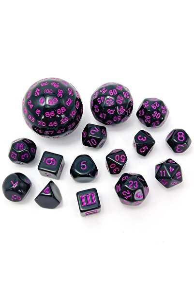 Choice4 مجموعة مكعبات متعددة الأوجه باللونين الأسود والبنفسجي، مكعبات DND POP...